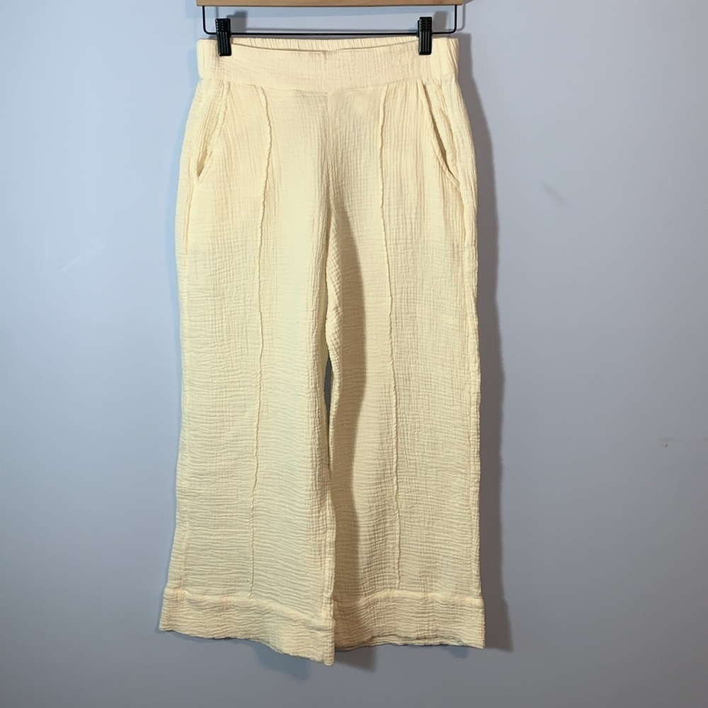 UpWest gauze cotton coastal xs wide leg casual pull on pants pockets middle seam